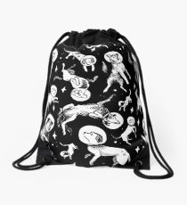 Space dogs (black background) Drawstring Bag