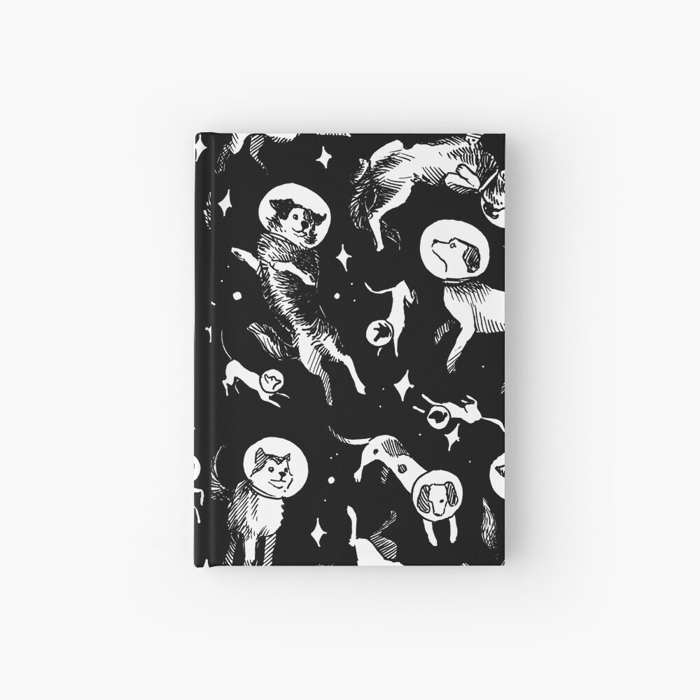 Space dogs (black background) Hardcover Journal