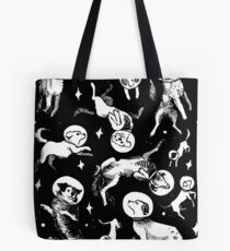 Space dogs (black background) Tote Bag