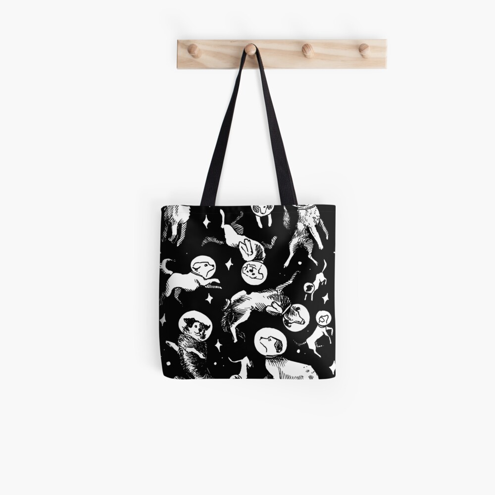 Space dogs (black background) Tote Bag