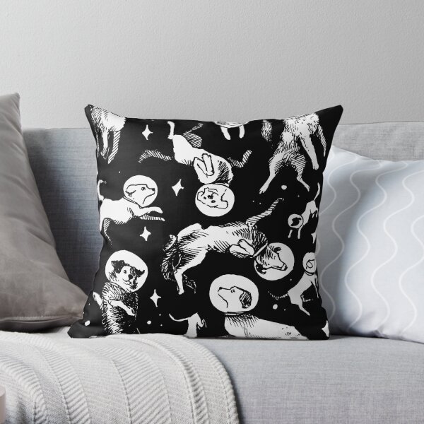 Space dogs (black background) Throw Pillow