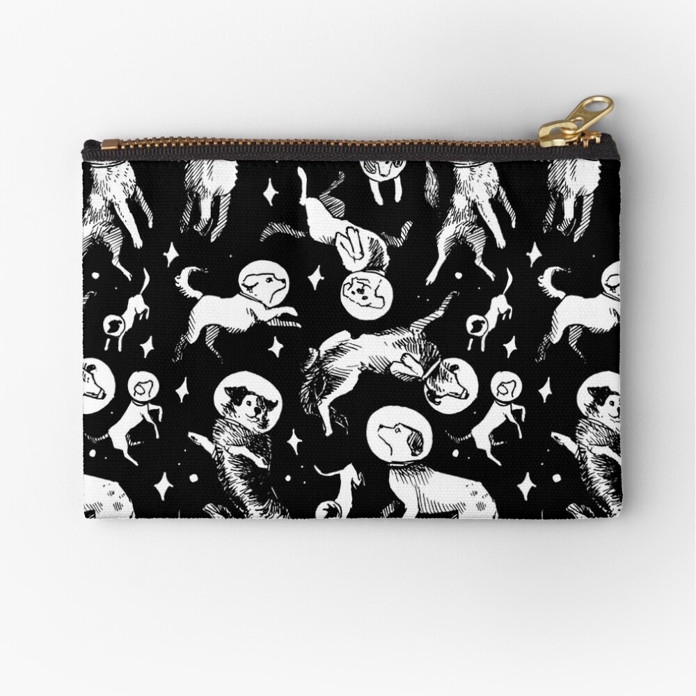 Space dogs (black background) Zipper Pouch