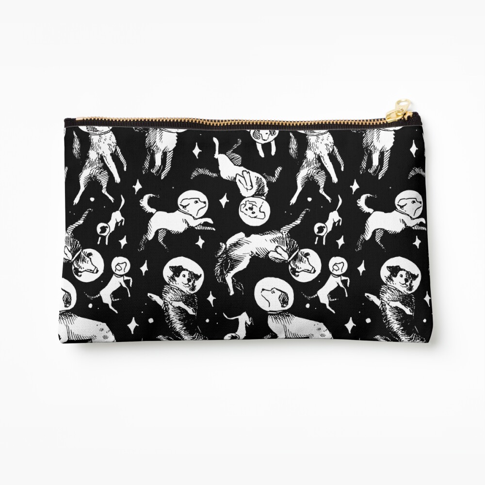Space dogs (black background) Zipper Pouch