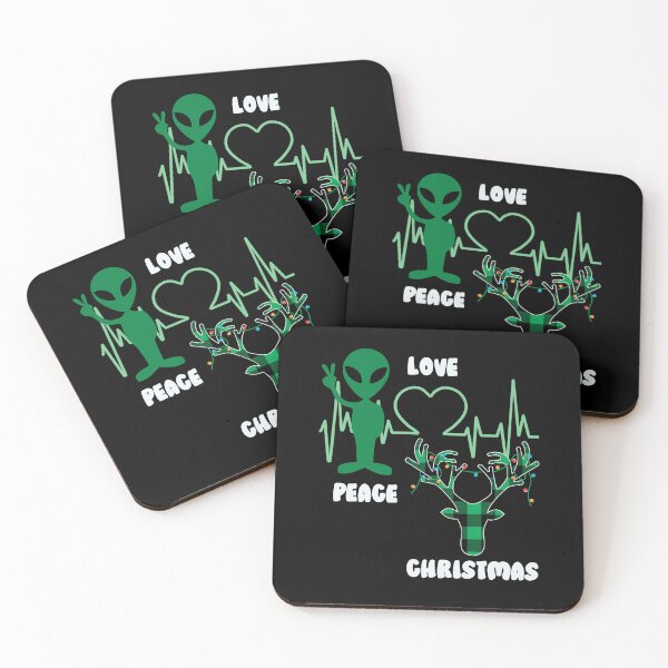 Item preview, Peace Love Christmas Alien Pulse Plaid Antlers Christmas Design designed and sold by RockBeeDesigns.
