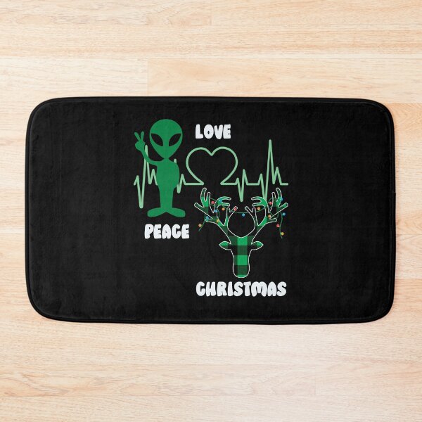 Item preview, Peace Love Christmas Alien Pulse Plaid Antlers Christmas Design designed and sold by RockBeeDesigns.