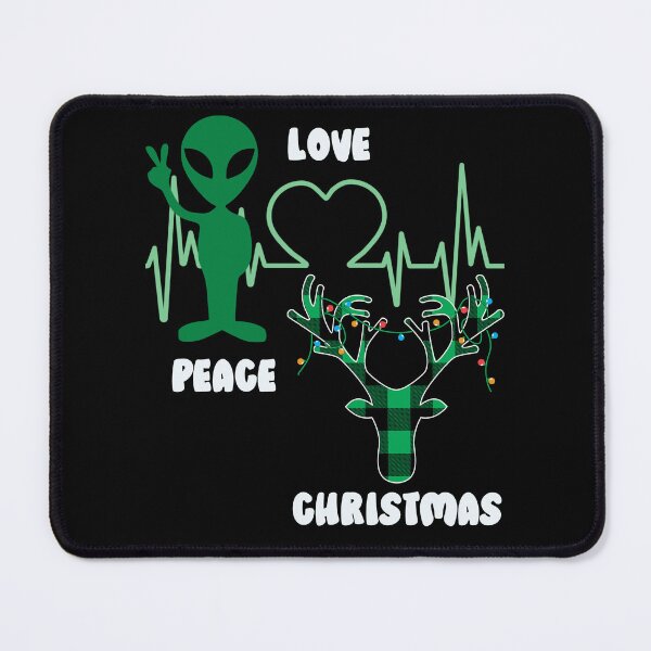 Item preview, Peace Love Christmas Alien Pulse Plaid Antlers Christmas Design designed and sold by RockBeeDesigns.