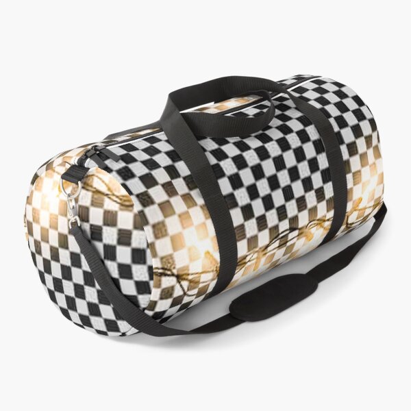 Item preview, Christmas Lights Black and White Checkered Flag  designed and sold by ChristinasMess.