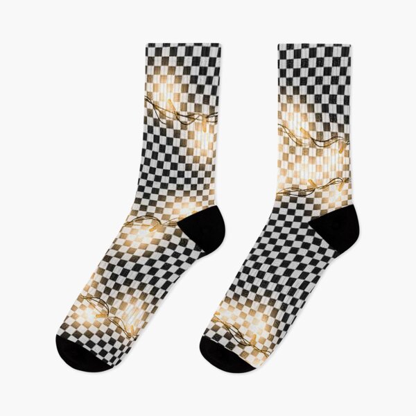 Item preview, Christmas Lights Black and White Checkered Flag  designed and sold by ChristinasMess.
