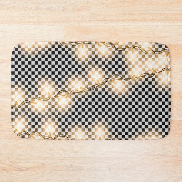 Item preview, Christmas Lights Black and White Checkered Flag  designed and sold by ChristinasMess.