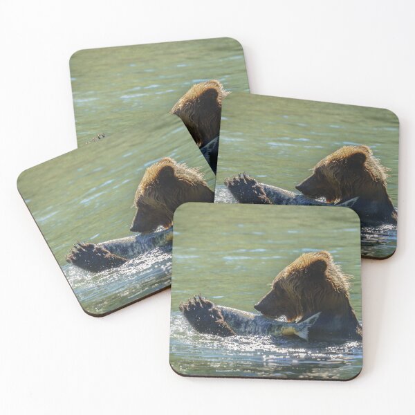 Item preview, Grizzly Bear Caught A Salmon designed and sold by rawshutterbug.
