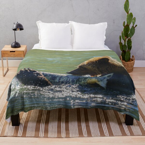Item preview, Grizzly Bear Caught A Salmon designed and sold by rawshutterbug.