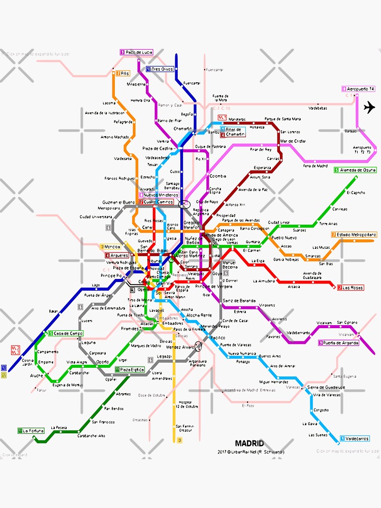 Madrid Underground Map Sticker For Sale By KikkaT Redbubble   Bg,f8f8f8 Flat,750x,075,f Pad,750x1000,f8f8f8.u5 