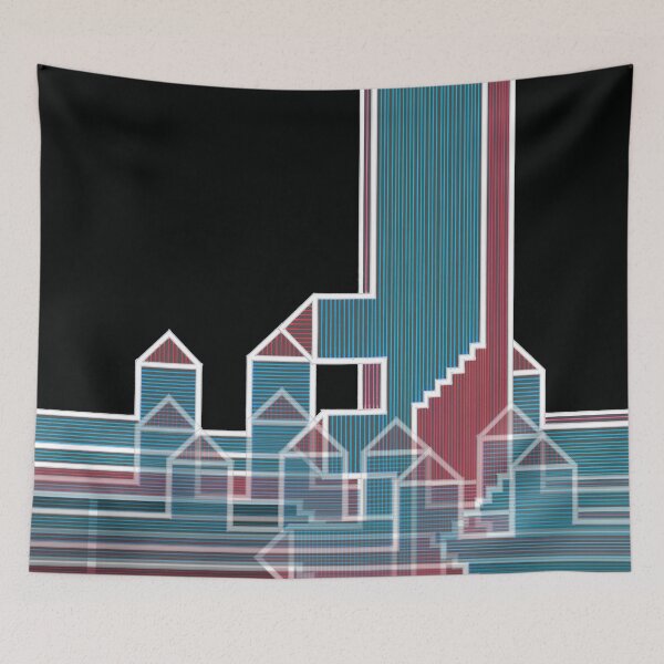 Item preview, LinesHousesStairs - Horizontal Vertical Multiplied on Black "Architectural Drawings" designed and sold by Istvan Ocztos.