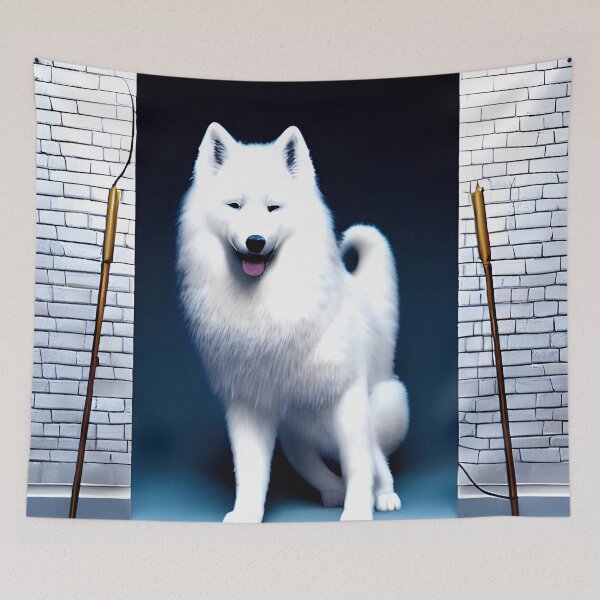 Aperçu de l'œuvre Portrait de chien Samoyède blanc - néon #19 créée et vendue par supeart.
