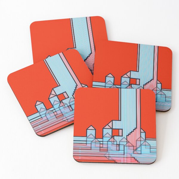 Item preview, LinesHousesStairs - Horizontal Vertical Multiplied on Red "Architectural Drawings" designed and sold by Istvan Ocztos.
