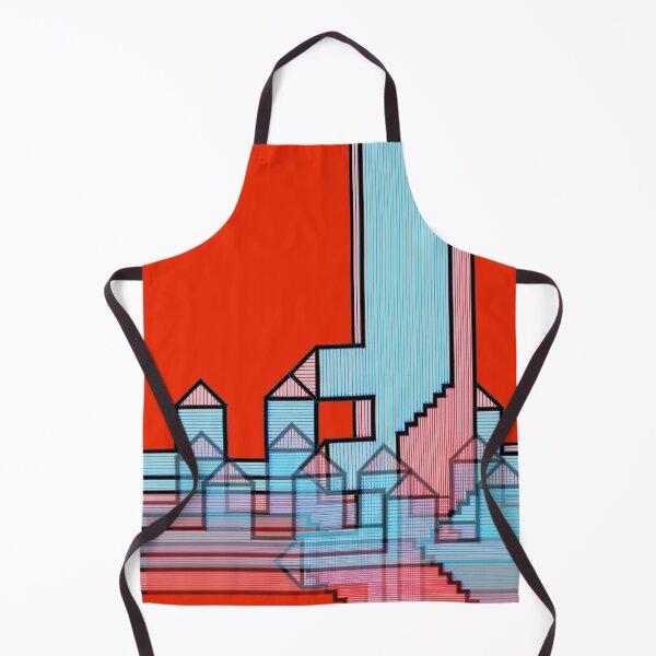 Item preview, LinesHousesStairs - Horizontal Vertical Multiplied on Red "Architectural Drawings" designed and sold by Istvan Ocztos.
