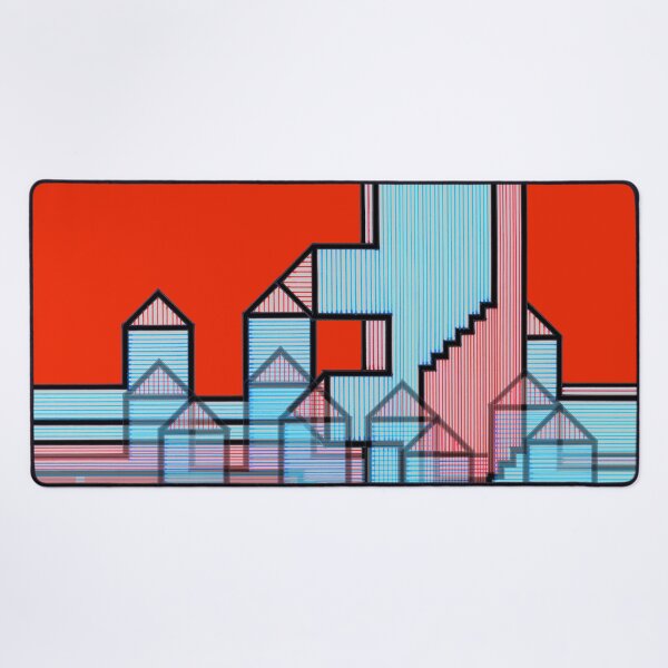Item preview, LinesHousesStairs - Horizontal Vertical Multiplied on Red "Architectural Drawings" designed and sold by Istvan Ocztos.