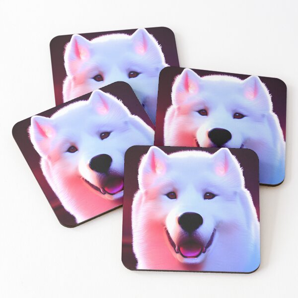 Item preview, White Samoyed dog portrait - neon light #20 designed and sold by supeart.