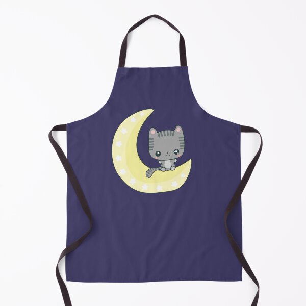 Item preview, Kawaii Grey Cat sitting on Crescent Moon designed and sold by FreyaDraws.