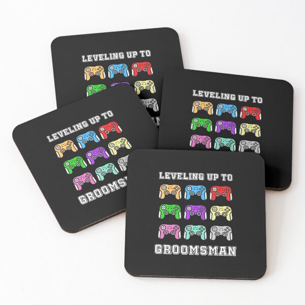 Item preview, leveling up to groomsman, comic gamer,groomsman unlocked, promoted to groomsman, bachelor party,stag night,retro controllers,vintage colours designed and sold by allycat57.