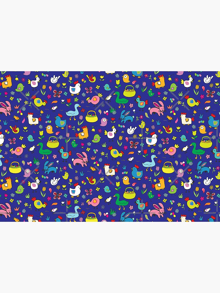Spring Chicks and Bunnies - Blue - cute Easter pattern by Cecca Designs by Cecca-Designs