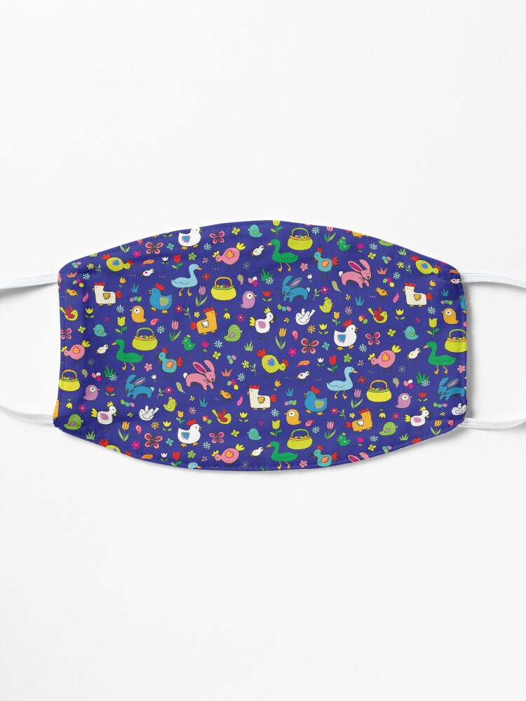 Alternate view of Spring Chicks and Bunnies - Blue - cute Easter pattern by Cecca Designs Mask