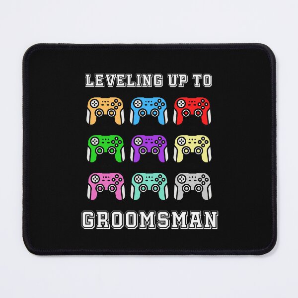 Item preview, leveling up to groomsman, comic gamer,groomsman unlocked, promoted to groomsman, bachelor party,stag night,retro controllers,vintage colours designed and sold by allycat57.