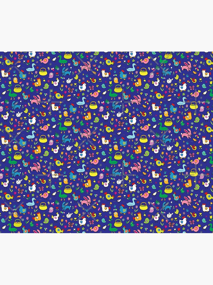 Spring Chicks and Bunnies - Blue - cute Easter pattern by Cecca Designs by Cecca-Designs