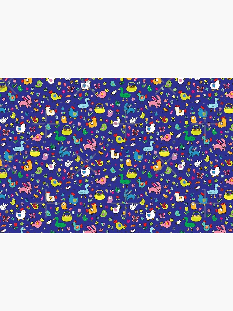 Spring Chicks and Bunnies - Blue - cute Easter pattern by Cecca Designs by Cecca-Designs