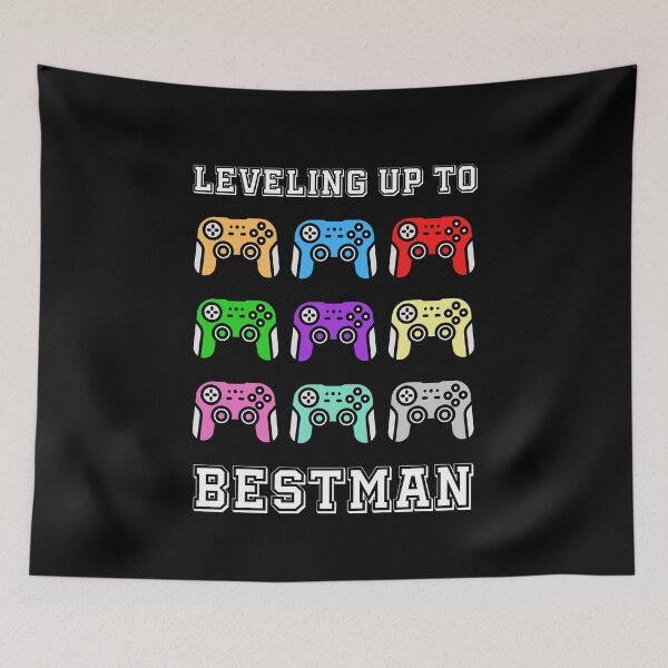 Item preview,  leveling up to bestman, comic gamer,bestman unlocked, promoted to bestman, bachelor party,stag night,retro controllers,vintage colours designed and sold by allycat57.