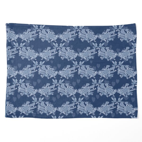 Pattern turtledoves darkblue and white Pet Blanket
