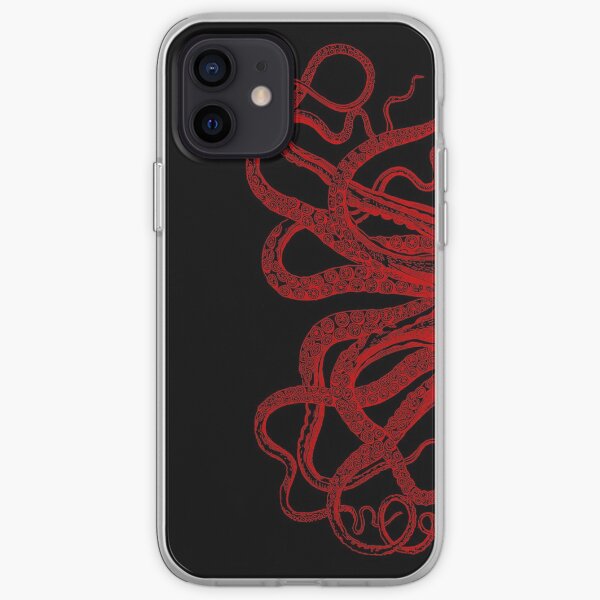 Red Vintage Octopus Tentacles Illustration iPhone Soft Case
