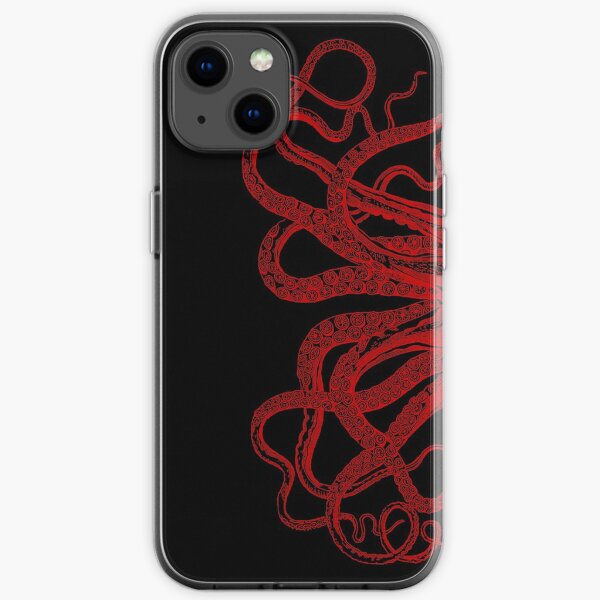 Red Vintage Octopus Tentacles Illustration iPhone Soft Case
