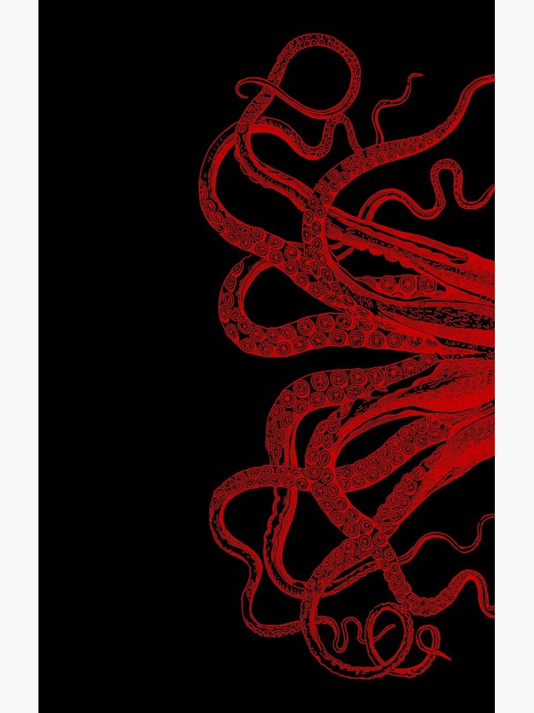 Red Vintage Octopus Tentacles Illustration by StilleSkygger