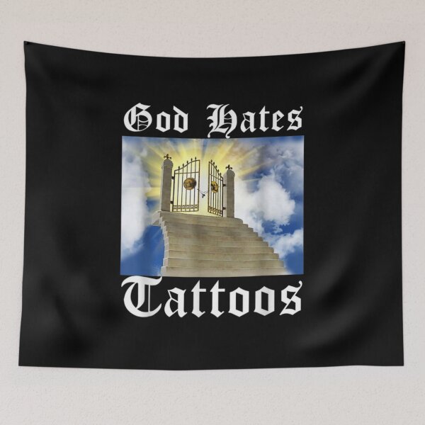 Item preview, God Hates Tattoos Funny Christian God Believer designed and sold by JimAarts.