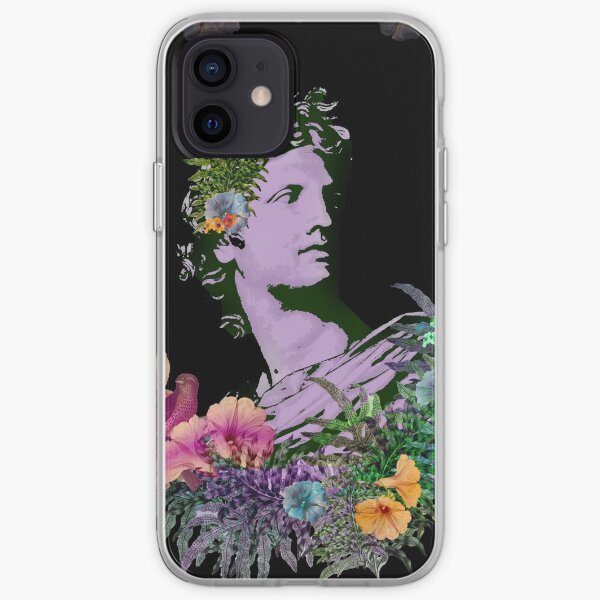 Vaporwave Apollo - Colorful Greek Art Collage with Flowers and Birds iPhone Soft Case