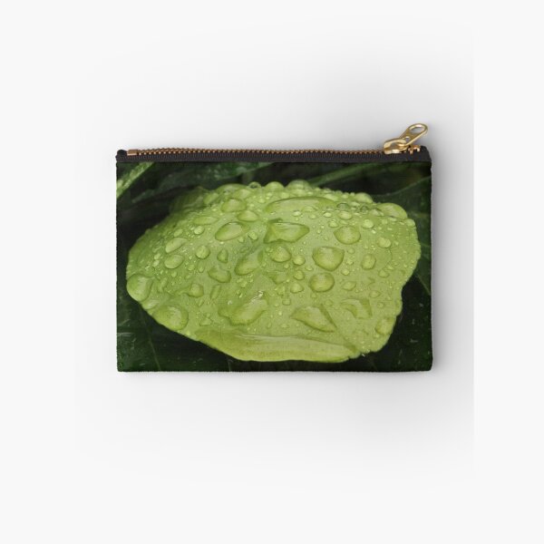 Item preview, rain drops on a green leaf designed and sold by Sympaticomama.