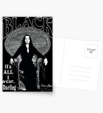 "BLACK- It's All I Wear"- Morticia Addams Postcards