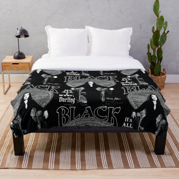 "BLACK- It's All I Wear"- Morticia Addams Throw Blanket