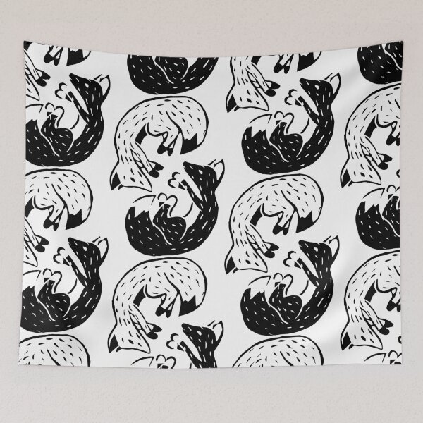 Item preview, "Twin Foxes", Black and White designed and sold by shannonhealey.
