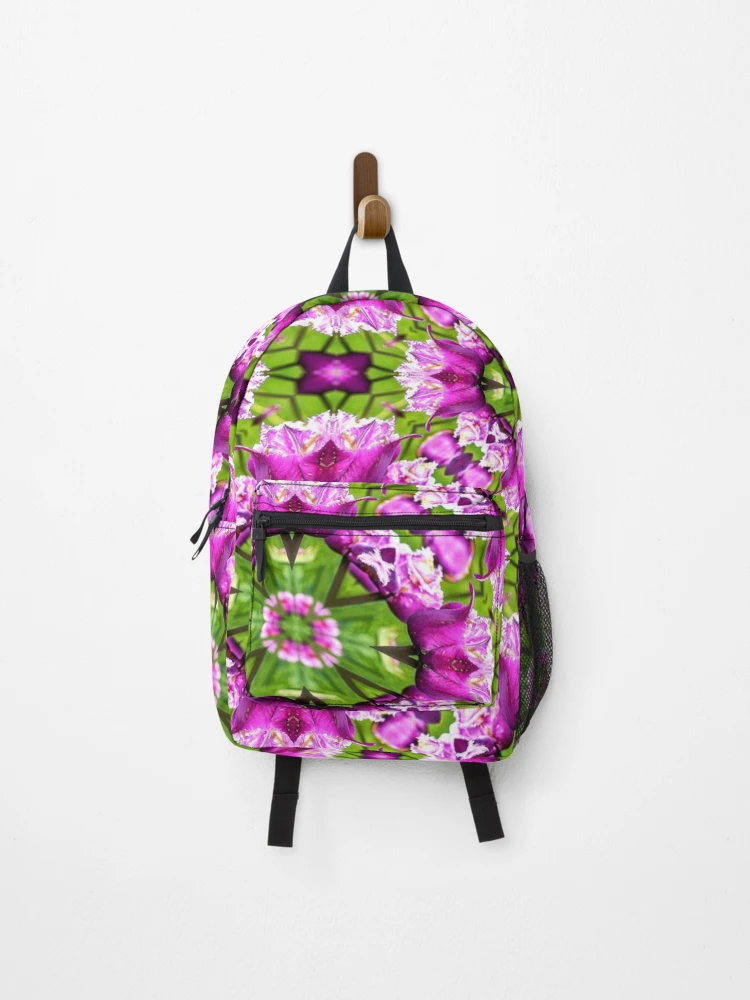 Thumbnail 1 of 3, Backpack, Purple Tulip Pattern designed and sold by Patternflower.
