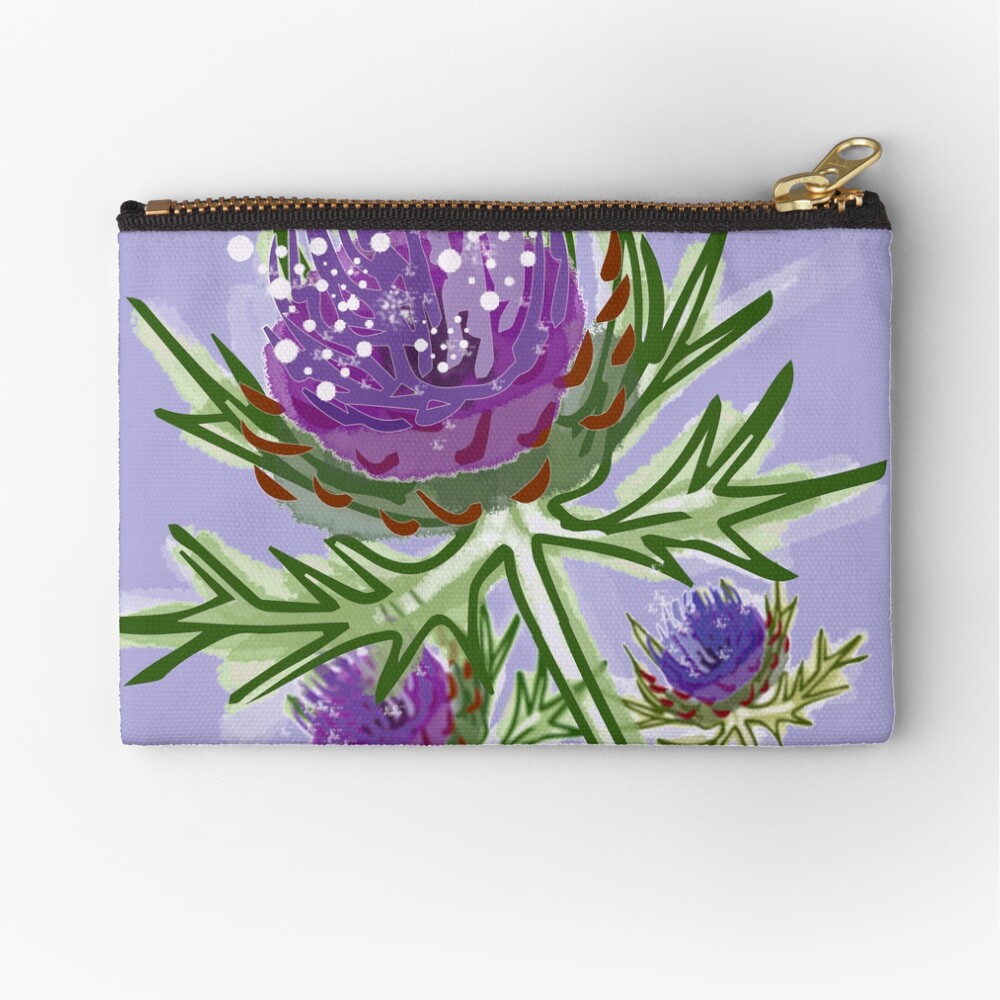 Thistle design in paint for smaller items Zipper Pouch