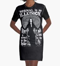 Morticia Addams-"Normal Is An Illusion..." Graphic T-Shirt Dress