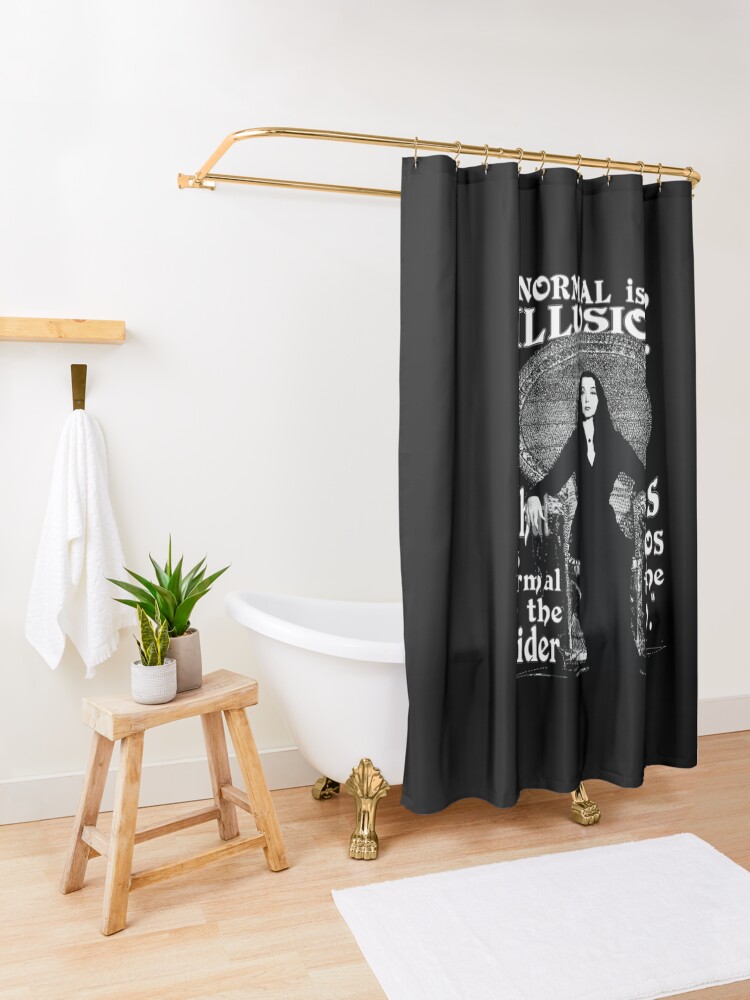 Alternate view of Morticia Addams-"Normal Is An Illusion..." Shower Curtain
