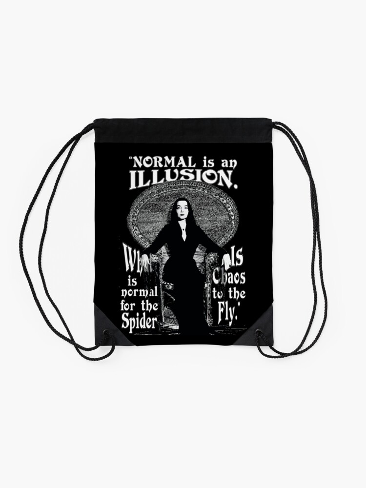 Alternate view of Morticia Addams-"Normal Is An Illusion..." Drawstring Bag