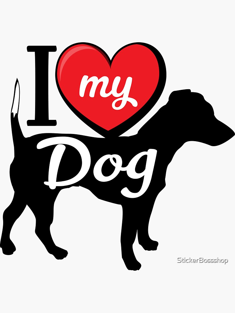 I Love My Dog X Sticker for Sale by StickerBossshop