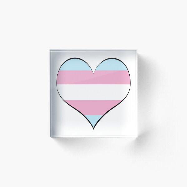 Transgender Pride Heart Acrylic Block