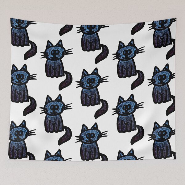 Item preview, Smiling kitty in blue designed and sold by FlossOrFi.