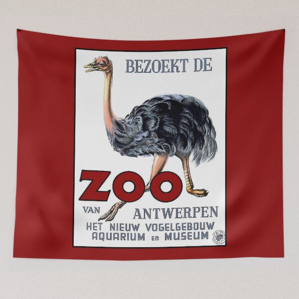 Item preview, BEZOEKT DE ZOO; Vintage Antwerpen Aquarium en Museum Print designed and sold by posterbobs.