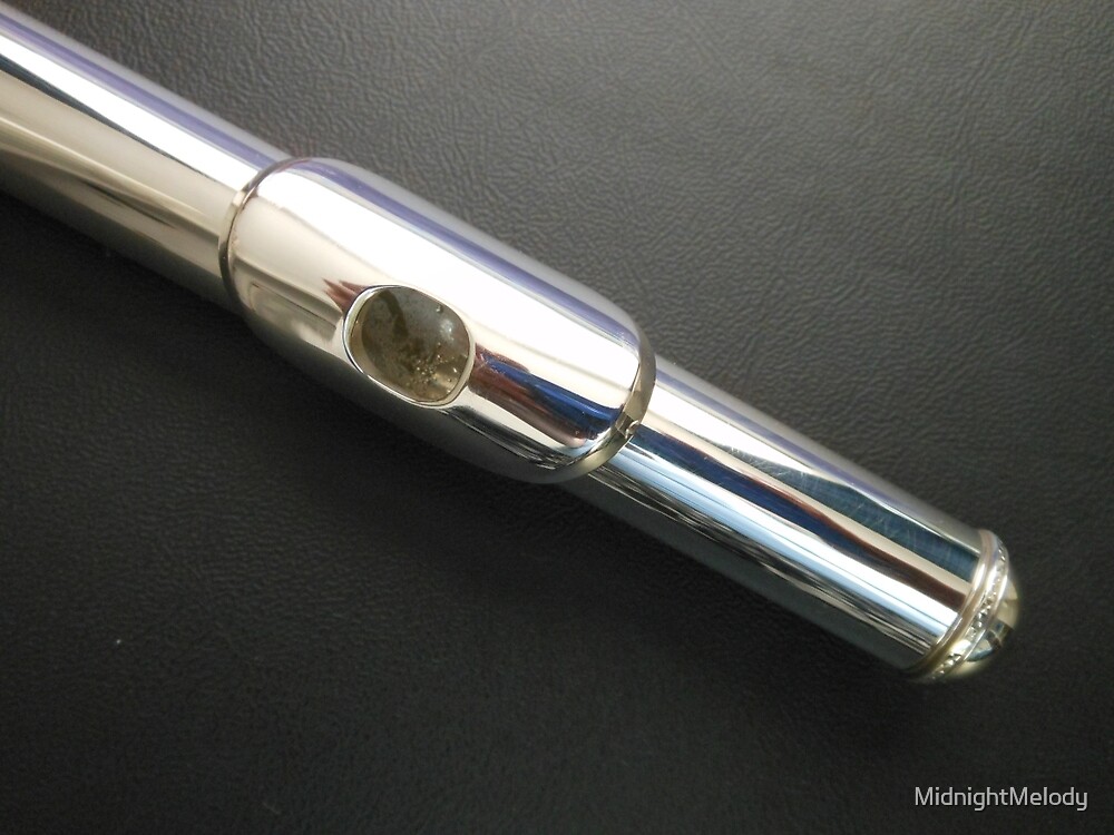 "Silver on Black Flute Headjoint" by MidnightMelody Redbubble
